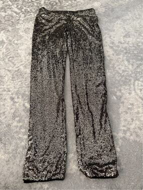Sequin Black Center of Attention Lined Skinny Pants Size Large May & July Brand